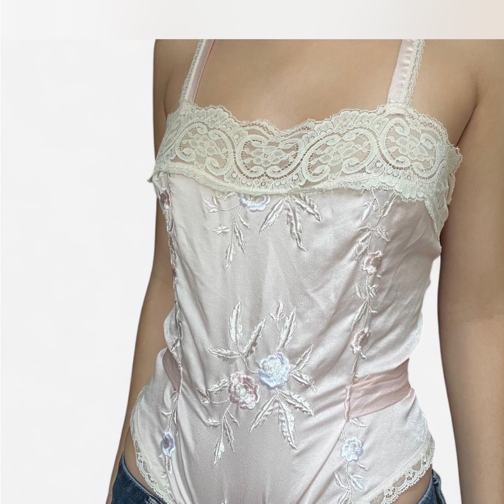 Lace Embroidered Pink Chemise